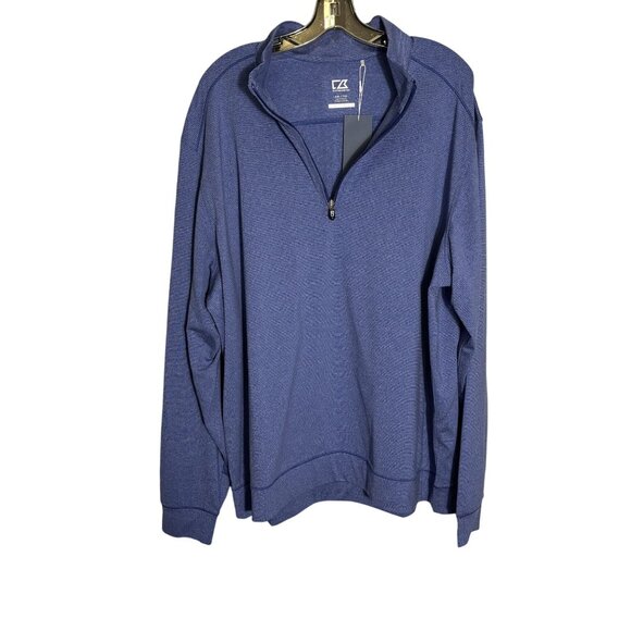 Cutter & Buck Mens XXL Blue 1/4 Zip Pullover CB DryTec 50+ Moisture-Wicking - Picture 13 of 13